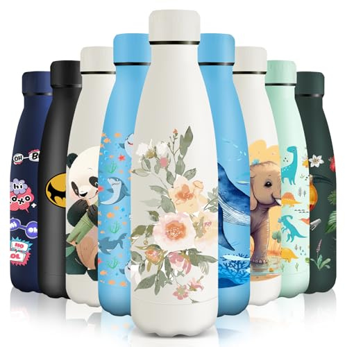 HoneyHolly Gourde Isotherme, Acier Inoxydable 18/8, Bouteille Isotherme, 500ML Sans BPA, Gourde Inox Enfant, Étanche Double Isolation, Bouteille Inox pour Le Camping, Les Écoles, Les Gymnases