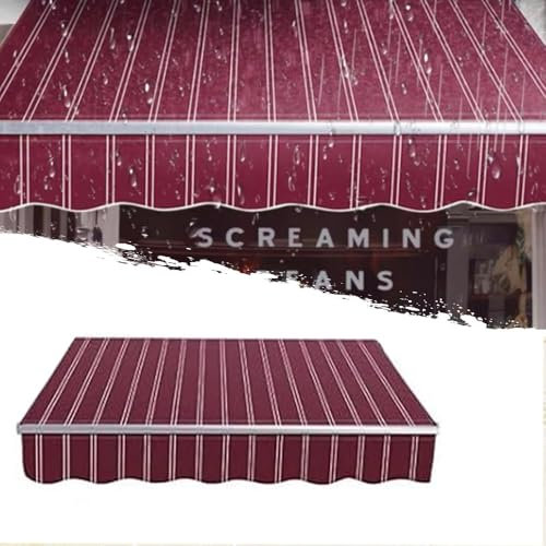 IMUNKT Tenda da Sole Tessuto di Ricambio, Telo per Tenda Parasole da Esterno, 200 300 400cm, Strisce Verde/Rosso, Tessuto per Tenda da Sole Retrattile(Red Stripe,10x6.5ft/3x2m)