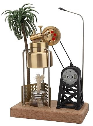 Joytopiaminds Retrol Dampfmaschinen-Modellbausatz, Mini-Dreibein-Vertikal-Schwenkdampfmaschine mit Kessel und Generator, dampfbetriebenes Beleuchtungsset für Erwachsene