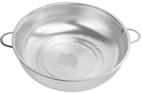 Toyvian Stainless Steel Drain Basket with Fine Mesh, Double-handle Fruit and Vegetable Sieve, 28.5cm Kitchen Colander for Washing and Draining Produce