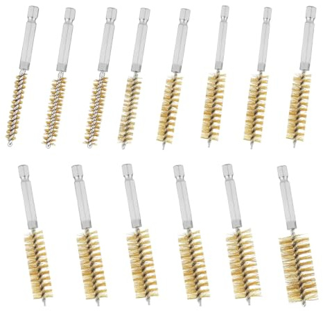 14 stycken mässingsrörborste 8–25 mm set mässing cylinderborste borrhålsborste borrhål rörborste trådborste ren borrhålsborste med handtag för slagborrar effektiv rengöring av borrhål