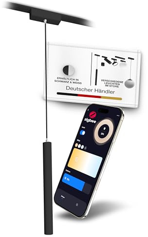 MNK_solution LED Pendelleuchte für Schienensystem – Zigbee dimmbar – 6W Hängelampe für Wohnzimmer, Küche, Esszimmer – moderne Hängeleuchte Esstisch – Lichtschienensystem Schwarz