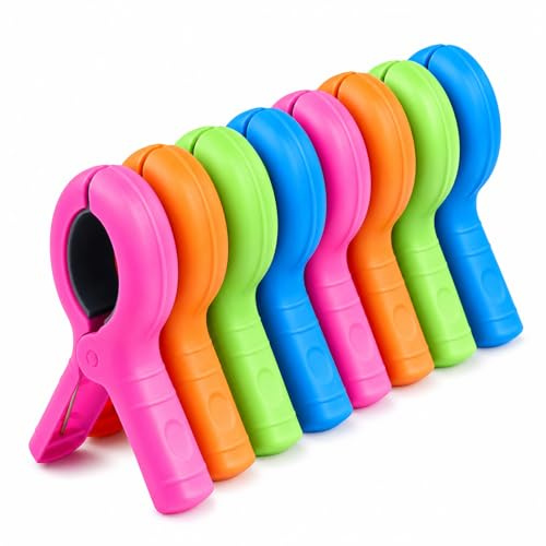 Pack de 8 Pinzas para Toalla de Playa, Pinzas Ropa Grandes Antideslizantes con Silicona, Resistentes al Viento, Pinzas de Ropa Grandes para Hamaca, Piscina, Camping y Baño