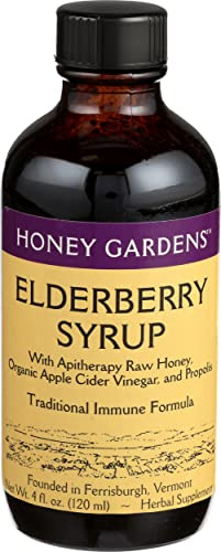 HONEY GARDENS APIARIES, COUGH SYRUP,ELDERBERRY 4 FZ