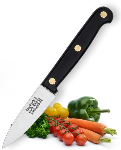 Taylors Eye Witness Made in England Heritage Range Paring Knife - 7.5cm|3in High Carbon Stainless Steel Razor Sharp, Full Tang Blade. Ergonomically Designed Hand Finished, Triple Brass Rivet Handle