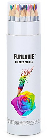 Crayons de couleur 24 crayons couleurs de bois professionnels Non Toxique et Ecologique Art Dessin Crayons de coloriage de Haute Qualité pour Livre de coloriage et Mandala - FUNLAVIE