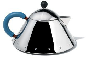 Alessi MG33 Teiera in Acciaio Inossidabile 18/10 Lucido e PA, Azzurro