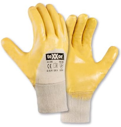 6 pares de guantes de nitrilo amarillo, talla 7 (S), Cat.2 EN420 EN388
