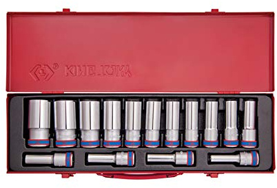 KING TONY 4315MR Coffret de Douilles Longues Métrique, Set de 15, 1/2
