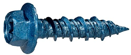 TorqueMaster Star Drive Hex Washer Head Masonry Screws, 50 Pieces with Driver Bit & Masonry Drill Bit - 5/16 x 2-1/4 Concrete Masonry Screws, Rust Resistant High Strength