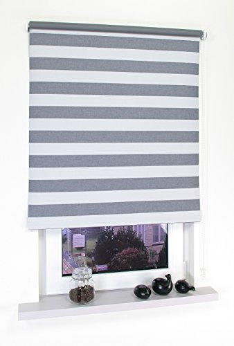 Liedeco® Rollo, Fenster Rollo, Kettenzug-Rollo / 102 x 180 cm (Breite x Höhe), Streifen lichtgrau/Stoff mit Dekor, Verdunkelnd, Abdunkelnd, Blickdicht/Breiten 60-200 cm/Variable Montage möglich
