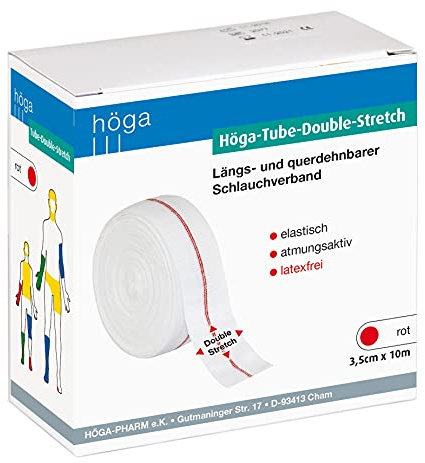 Höga Tube Double Stretch längs und querdehnbarer Schlauchverband rot 3,5 cm x 10 m