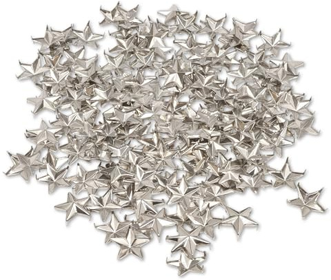 , Schneiden 5 mm Stern Nieten Nail Head Punk Hand gedrückt und für leathercrafts, Arts, Dekorieren Kleidung, Jacken, Gürtel, Schuhe und Taschen, Goth Spikes, silber, 100pcs