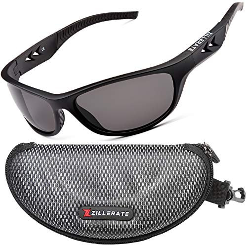 ZILLERATE Polarised Sunglasses for Men & Women, Polarized Sports Sun Glasses, Fishing Golf Running Driving Cycling Bike Sailing Skiing, UV400 Protection Safety Lenses, Wrap Around Men's Shades, Black