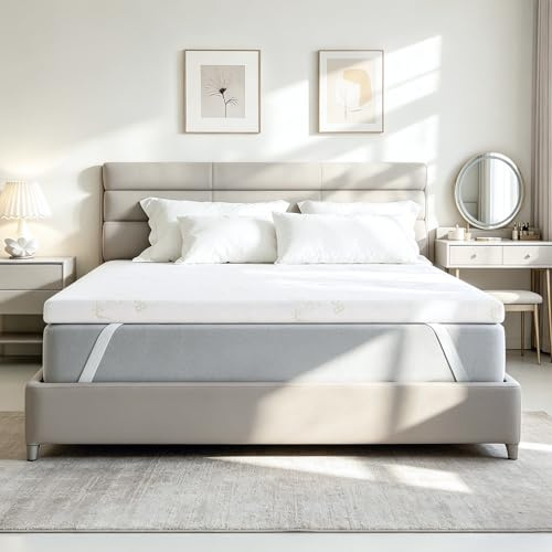 NOFFA Topper Viscoelástico 135x190, Sobrecolchon de Espuma con Memoria 5 cm, Cubrecolchón Confortable con Bambú Funda Lavable