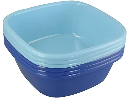 Ikando Set of 6 Plastic Washing up Bowls, Small Square Wash Basins