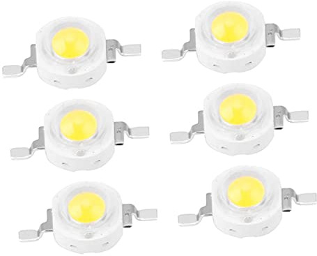 led potenza 3w + lampadina bispina led smd + 100Pcs LED perline, 1W perline LED ad alta potenza chip a diodi emettitori di luce SMD per apparecchi di illuminazione (6000K bianco)