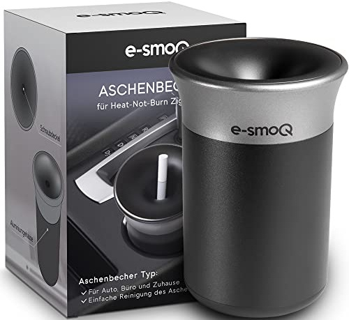 e-smoQ® Ashtray for IQOS 3 Duo, 2.4 and Multi | Cup for Heets Sticks | Perfect Accessory for Car, Office, Home and Outdoor Use with Lid (Black)