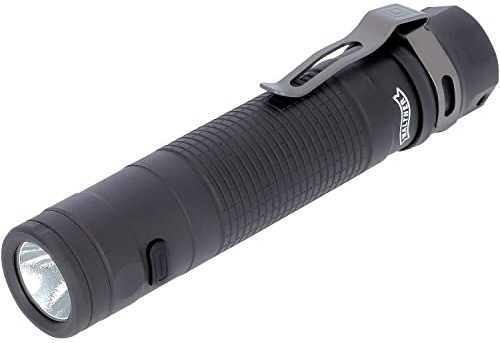 Walther Everyday Flashlight C2 Lampe de poche, 1000 lumens, 4 niveaux d'éclairage plus stroboscopique et balise, étanche IPX8, piles CR123, adaptateur de batterie, étui, dragonne et joint de rechange