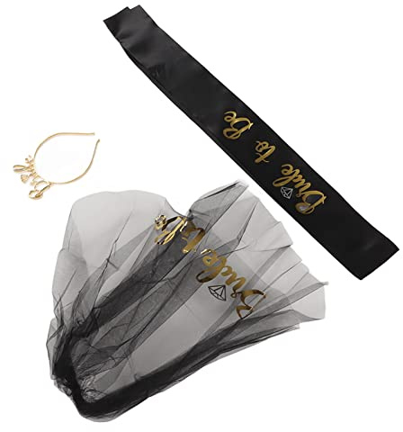 Bride To Be Crown, Glänzend Schwarz Gold Glitter Schriftzug Dekoration Braut Hochzeitsschleier Bride To Be Geschenke für Brautparty für Junggesellenabschiede
