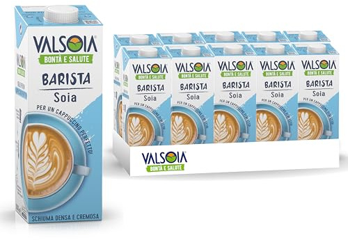 Valsoia - Bevanda Soia Barista, boîte de 10 Tetra Brik de 1000 ml, 100% végétal, sans lactose, idéal pour les végétaliens, les végétariens et les cœliaques, parfait pour le cappuccino