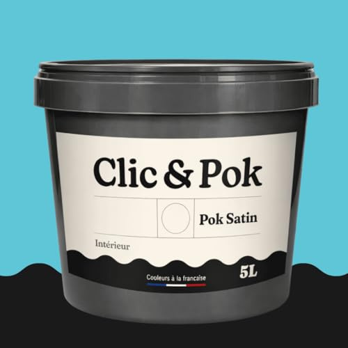 POK SATIN Peinture Mur Plafond – Intérieure Satinée, Lessivable, Multisupport - Médina bleu 50m² - 5L