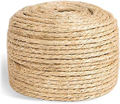 SGAVAHSG Corde en sisal pour réparation d'arbre à Chat de 50 m, 6 mm de diamètre, Corde en sisal Naturel pour griffoir, Remplacement ou récupération griffoir à Chat