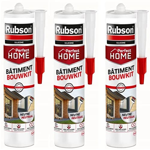 Rubson - Silicone parfait pour la maison - Imperméable et résistant aux intempéries - Pour tous les matériaux intérieurs et extérieurs - Sans acide - 3 cartouches de 280 ml - Marron