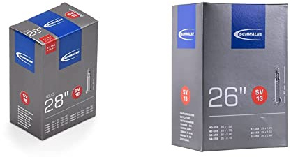 Schwalbe Fahrradschlauch SV18 Extra Light 28/44-622 EK 40 mm, 10428343 & Fahrradschlauch SV13 40/62-559 EK 40 mm Schlauch, Schwarz, SV (40mm)/26''