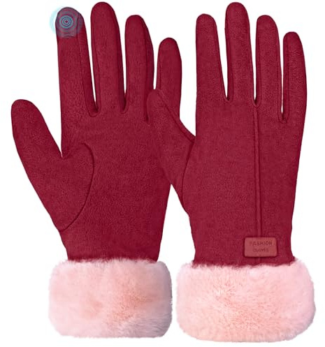 lifwimner Winterhandschuhe Damen Warm Touchscreen Winddicht mit Fleece Gefütterte Winter Handschuhe für Kaltes Wetter