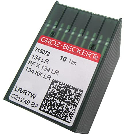 Groz-Beckert Aguja en caja de plástico transparente CKPSMS, 100 agujas GROZ-BECKERT para máquina de coser industrial para cuero 134LR PFX134LR (tamaño de aguja: 21/130)