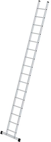PROREGAL Sprossen-Anlegeleiter mit Standard-Traverse | 16 Sprossen | Leiter, Teleskopleiter, Trittleiter, Bockleiter, Sprossen-Doppelleiter