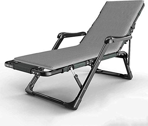 Multifunktions-Liegestuhl, klappbar, Sonnenliege, verstellbare Rückenlehne, Garten-Sonnenliegestuhl, doppellagiger Oxford-Stoff, Balkon, Camping, Strand, Liegestuhl (Farbe: Grauer Stuhl + Ma