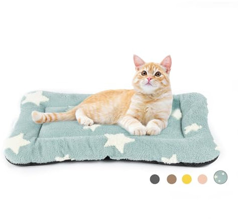 Mora Pets Cat Bed for Indoor Cats Washable Dog Crate Pad Cute Star Dog Bed Mat for Small Dogs Pet Kennel Pad for Cage Soft Flat Puppy Kitten Cushion for Sleeping Anti-Slip Blue 22 x 13