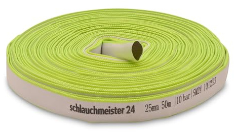 Ø 25 mm - 1 Zoll, 50 Meter Flachschlauch | Industrieschlauch | Bauschlauch | Synthetischer Gummi, Weiß-grün, 10 Bar, -20°C bis +60°C