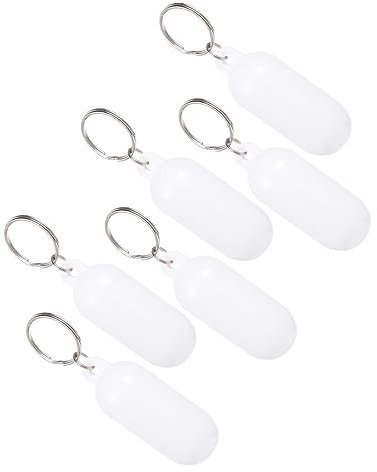 Supvox Schwimmender Schlüsselanhänger Weiß 6 Stück Formbeständig und Praktisch aus ABS und Legierung Wasserfester Schlüsselring für Segeln und Angeln