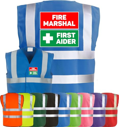 Corporate Togs FIRE MARSHAL FIRST AIDER Visibility Safety Vest Waistcoat, High Visibility, Hook & Latch Fastening Waistcoat Tabard | Safety Apparel & Protective Safety Wear