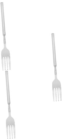 Alipis 3 Pièces Repas BBQ rétractable dinde crochet à viande barbecue fourchette telescopique fourchette extensible fourche rétractable vaisselle en acier inoxydable miniature cuillère