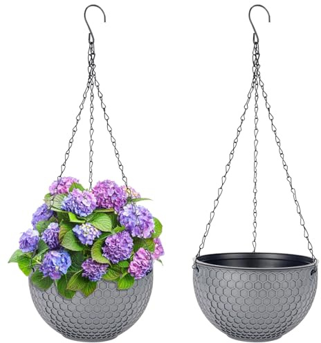 Jeinbuil Hängende Blumentöpfe 2er Set Blumenampel, Durchmesser 21 cm