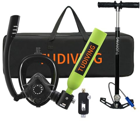 TUDIVING-0,5-l-Tauchflaschen-Set,Mini-Sauerstoffflasche mit Vollgesichts-Schnorchelmaske,tragbares Reise-Tauchset für Tauchrettung/Bootsreinigung (S200Plus A1-1)