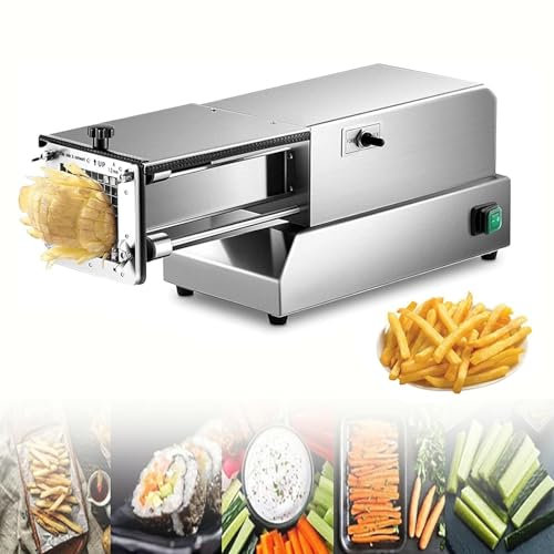 VQIGGTSS Coupe-Frites électrique, Coupe-Frites en Acier Inoxydable avec Lame, Coupe-légumes, trancheuse de Pommes de Terre Professionnelle et Domestique