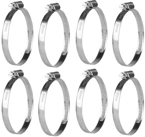 8 Pcs Collier de Serrage Tuyau Réglable 70-90 mm, Collier de Serrage en Acier Inoxydable, Colliers de Serrage à Vis Metallique, Boulons Collier Durite pour Tuyaux de Essence Diesel Piscine
