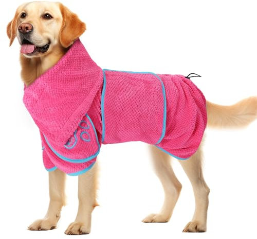 SlowTon Hundebademantel - Super saugfähiges Handtuch zum Abtrocknen von Haustieren, Bademantel für Welpen nach dem Baden, Dusche, Schwimmen, Spaziergang
