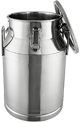 Generisch Gärbehälter, Milchkanne aus Edelstahl 304, 15–60 l, Milcheimer, Weineimer, Flüssigkeitsbehälter mit DREI Verschlussschnallen, für Lagerung und Transport, 60 l (38 x 68 cm)