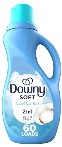 Downy Soft 2-in-1 weicher und frischer flüssiger Weichspüler Cool Cotton bietet Weichheit und Frische für Stoffe, 1,31 l, 60 Ladungen