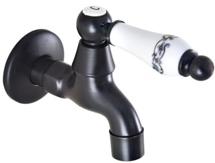 ZGXNYI Wandmontierte Wasserhähne Schwarzer Messing-Waschtischarmatur, Küchenarmatur, Gartenarmaturen, Wandmontage, Toilette, Badezimmer, Mopp-Wasserhahn, Waschmaschinen-Wasserhahn Wasserhähne(D)