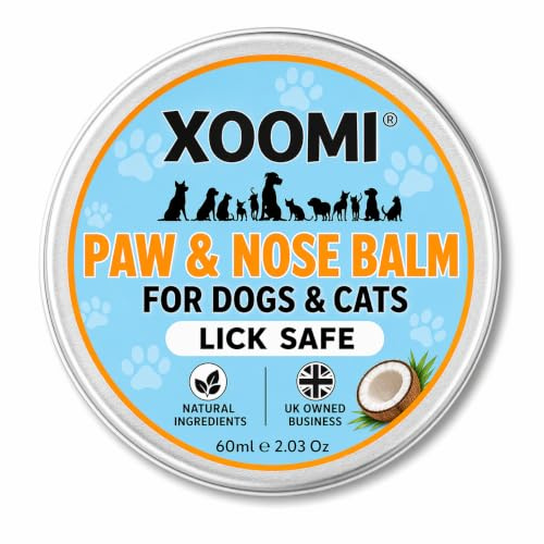 XOOMI Paw & Nose Balm for Dogs & Cats 60ml, Natural Paw Wax with Shea Butter, Aloe, Coconut & Beeswax, Lick Safe, Vegan, Cruelty-Free Dog Paw Balm for Cracked Pads & Dry Noses, UK Brand