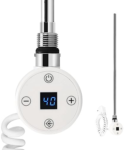 Radiatori da Bagno Elemento riscaldante per Cartuccia riscaldante da 300 Watt con termostato, riscaldatori elettrici in Acciaio per scaldasalviette Asciugamano Bianco