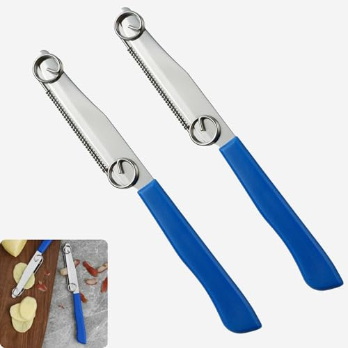2 Piezas Quick Slicing Knife, Pelador de Verduras Multifuncional 3 en 1, Cuchillo Pelar Frutas con Resorte Ajustable para facilitar la limpieza Cortador de verduras Para cortar en rodajas