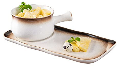 QXSJEDYCH Ensaladera Tazones De Sopa Taza De Sopa con Asas, Juego De Platos De Desayuno De Cerámica for Desayuno Sándwich Sopa Café Cereales Cuencos for Servir-Azul Platos